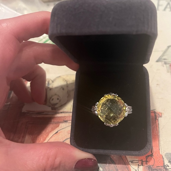 Judith Ripka Yellow and Silver Gemstone Ring - Picture 1 of 4